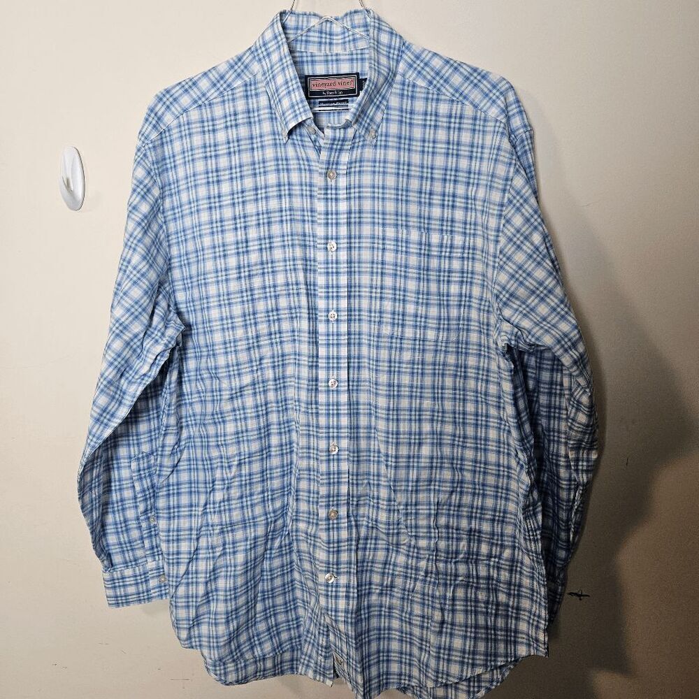 Vineyard Vines Murray Shirt 100% Cotton Long Sleeve Button Down Plaid Shirt Mens